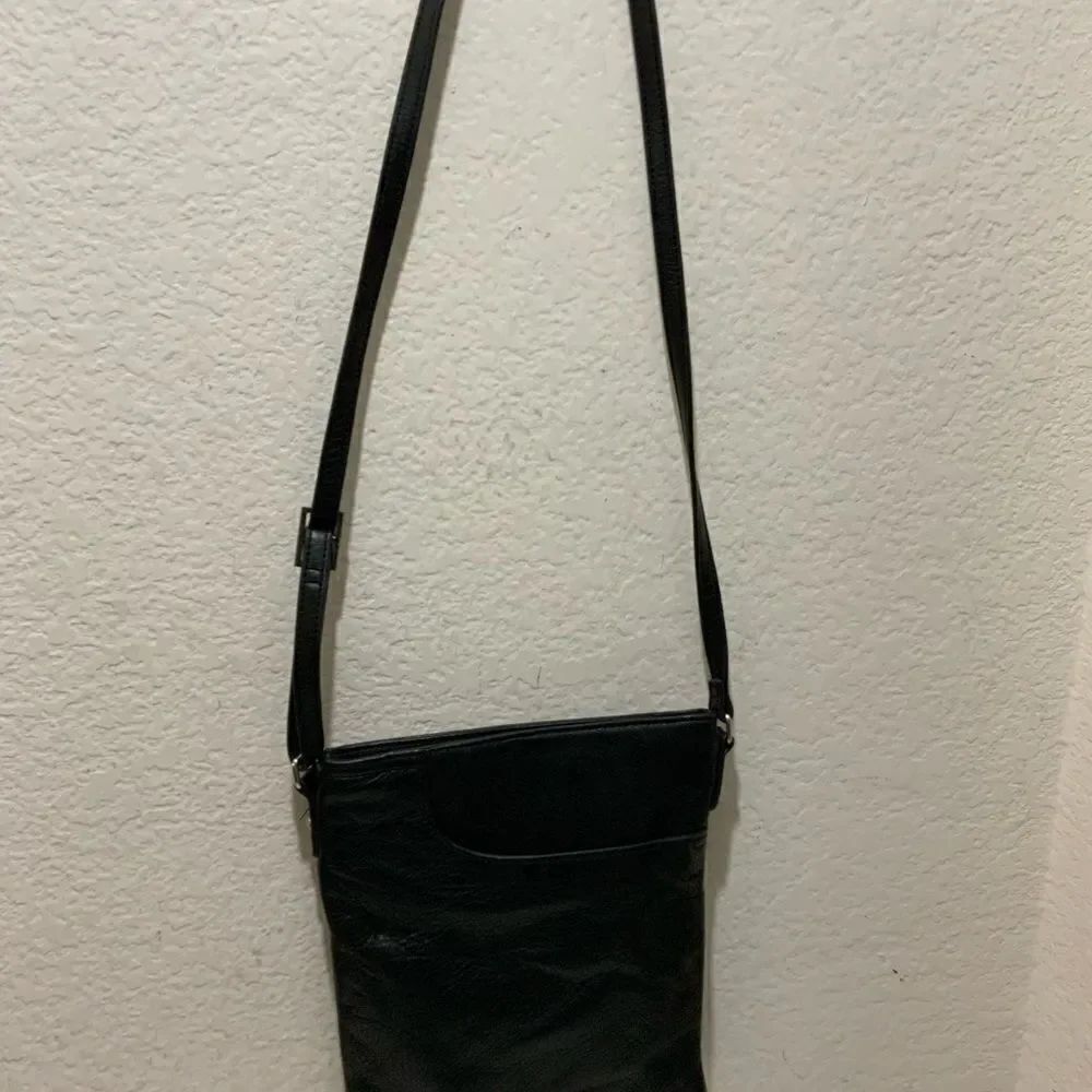 Margot Crossbody Bag Black Genuine Leather Handbag Purse Small